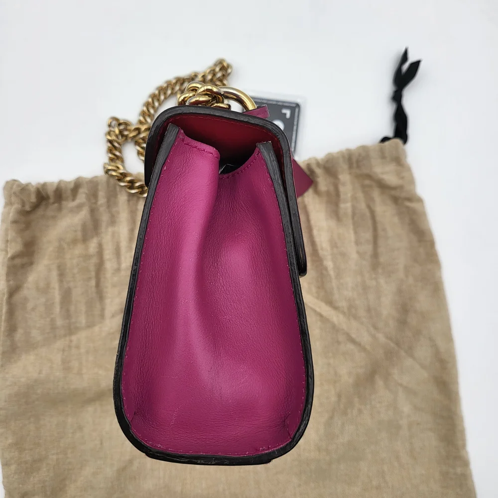 GUCCI GG Supreme Monogram Calfskin Small Padlock Bag Beige Hibiscus Red, W/COA. - Picture 2 of 16